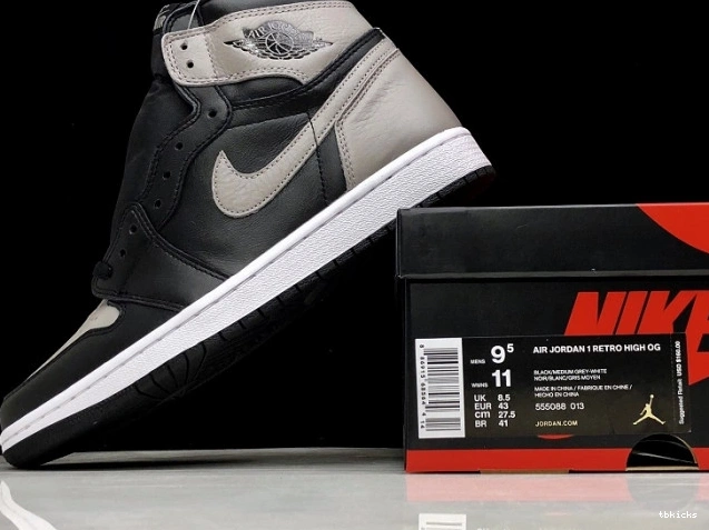 Rep TB Jordan 555088-013 Air OG Shadow 1 Retro High Black Grey 0819